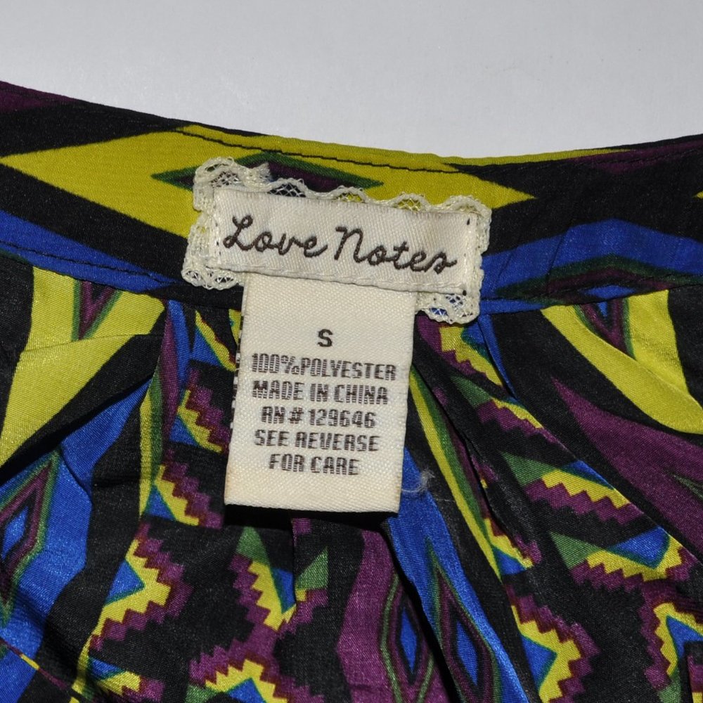 Sleeveless Summer Tunic Blouse by LOVE Note , Geometric pattern, size S - Picture 8 of 16
